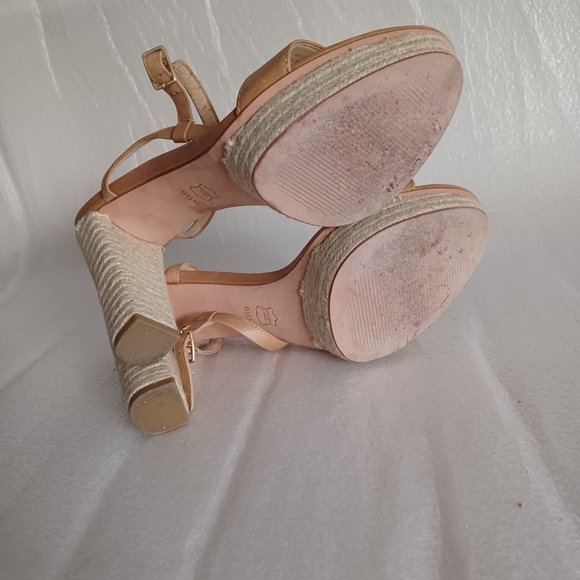 Talbots Tan Heels Sandals Leather Upper Spadrilles - Picture 6 of 13